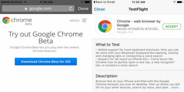 Google пусна бета версия на Chrome за iOS