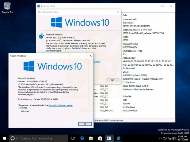       Windows 10 build 10568