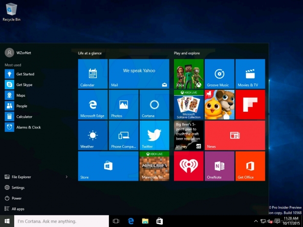       Windows 10 build 10568