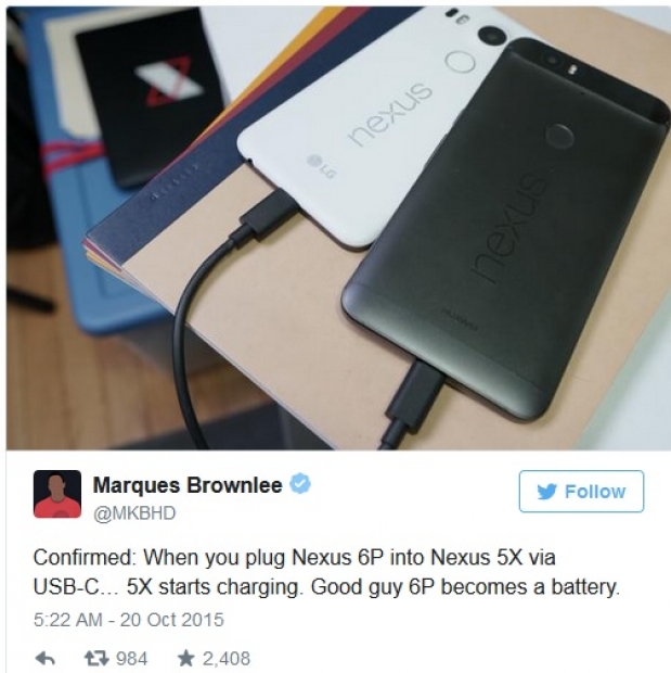 Nexus 6P може да зареди 5X чрез USB Type-C