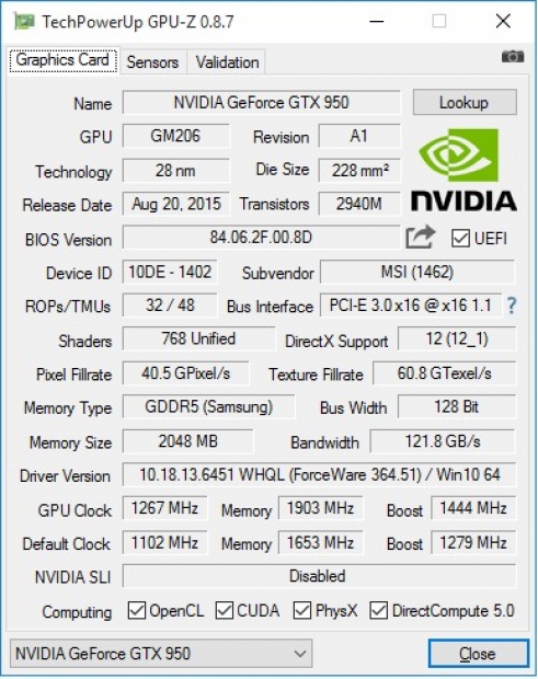 Ревю на видеокартата MSI GTX 950 GAMING 2G