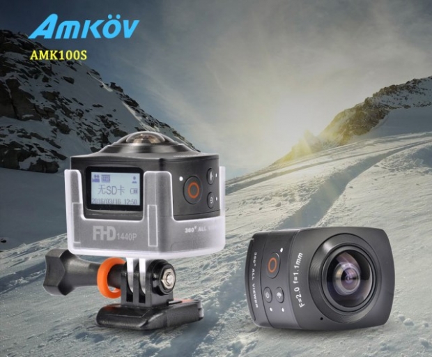 Започнаха продажбите на екшън-камерата Amkov AMK100S с възможност за заснемане на 360° панорами