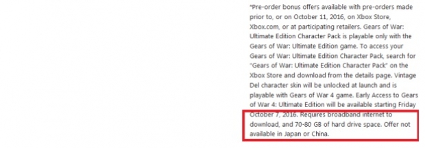 Gears Of War 4 ще иска 80GB свободно пространство за XBOX One