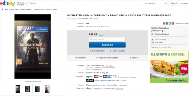 Uncharted 4 вече се появи в eBay