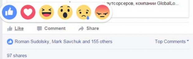 Facebook пусна различни „лайкове“: одобрение, любов, сълзи, смях, учудване и гняв