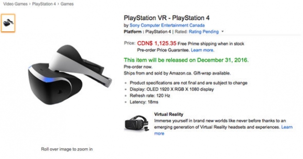 Sony опроверга слуха, че цената на PS VR ще е 0