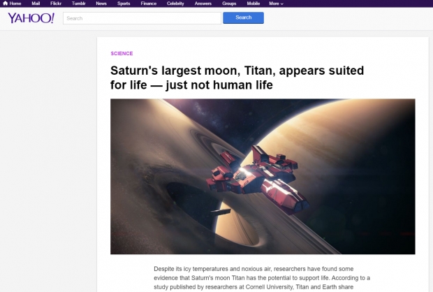Yahoo News използва шот от Destiny за илюстрация на новина за Сатурн