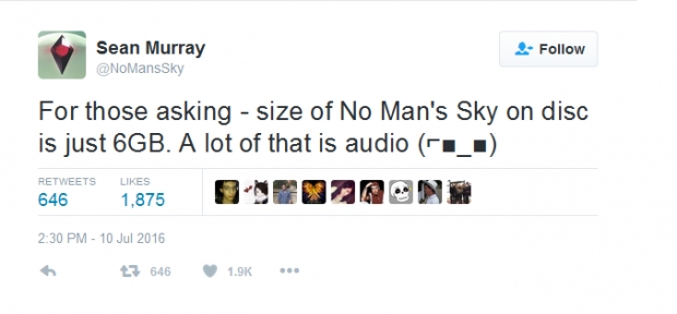 No Man’s Sky заема едва шест гигабайта на диск