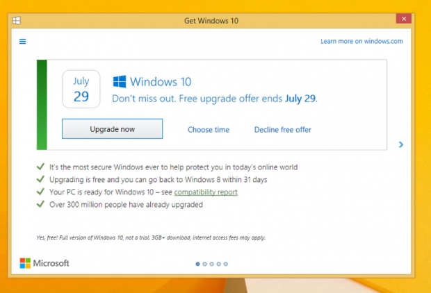 Отказът от обновяването до Windows 10 става по-лесен