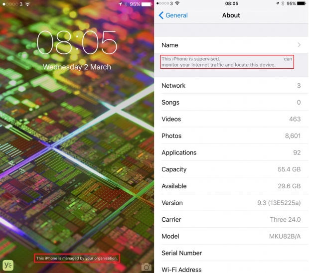 iOS 9.3 ще съобщава за следене от страна на работодателя