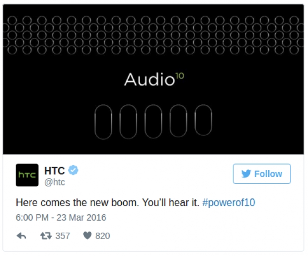 HTC съобщи, че новият смартфон HTC 10 ще предлага бомбастичен звук