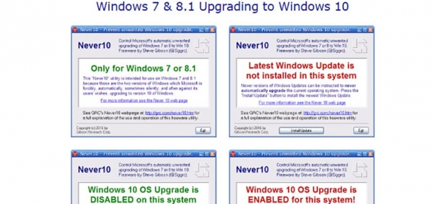 Never10 спира досадните подкани за ъпгрейд до Windows 10