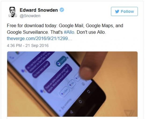 Едуард Сноудън предупреждава – не използвайте Google Allo