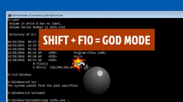 shift-f10-hack-windows-10-640x356 Shift+F10 по време на обновяване на Windows 10 прави хакването на системата супер лесно