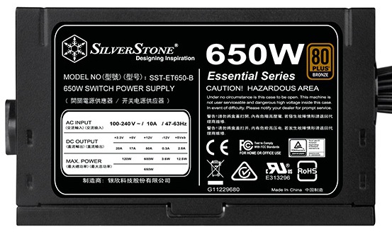 SilverStone пуска двата нови захранващи блока от начално ниво Essential SST-ET на 550 и 650 W