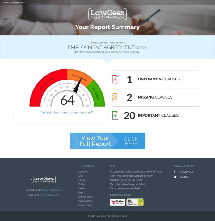 LawGeex Изкуствен интелект проверява законността на комерсиалните договори