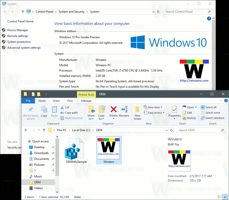 Как да променим или добавим OEM информацията в ОС Windows 10