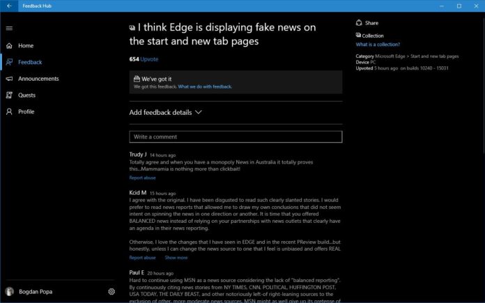 microsoft-edge-browser-accused-of-displaying-fake-news-in-new-tabs Някои потребители считат, че браузърът Edge показва фалшиви новини