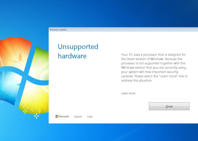 Microsoft започна да блокира ъпдейтите за старите ОС Windows с нови процесори
