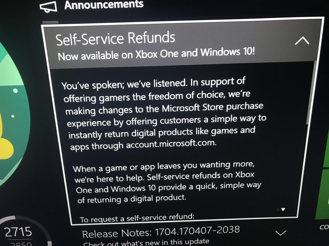 Xbox Insider Microsoft тества услуга за връщане на парите на Xbox One
