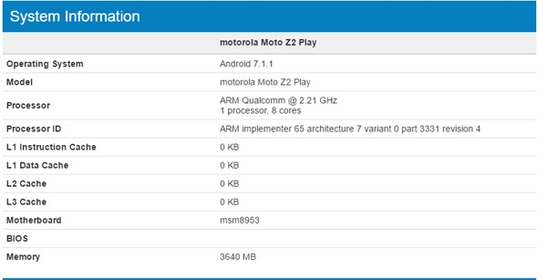 В Moto Z2 Play е използван миналогодишния чипсет Snapdragon 626