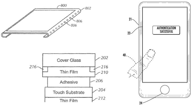 Apple патентова безрамков дисплей и вграден в екрана скенер Touch ID