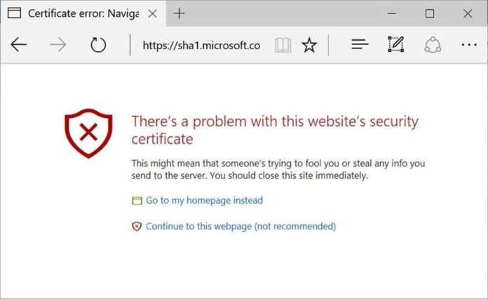 microsoft-starts-blocking-websites-with-sha-1-certificates-in-edge-ie-browsers Microsoft започна да блокира в Edge и IE сайтовете с SHA-1 сертификат
