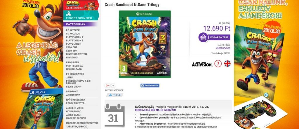 Crash Bandicoot N.Sane Trilogy изглежда ще излезе и за Xbox One