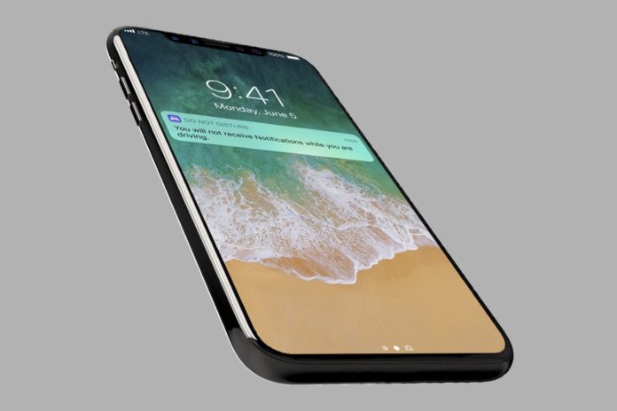 Дизайнерски клип на работещ iPhone 8 с безрамков OLED екран