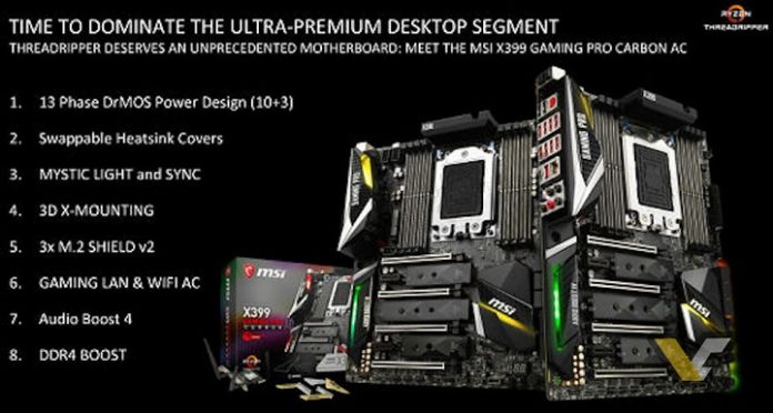 MSI анонсира дънната платка X399 Gaming Pro Carbon AC
