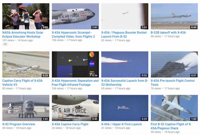 NASA NASA качи в YouTube архивните видеа с тестове на американските самолети