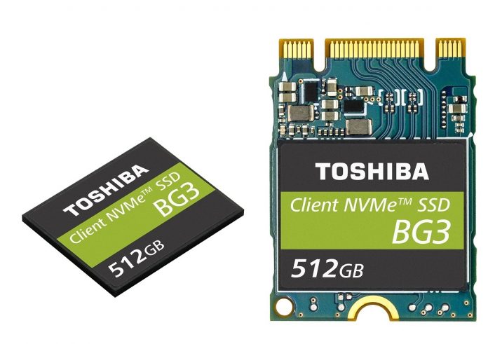 toshiba-bg3-flash Toshiba побра 512 GB на M.2 карта памет с размер 30 милиметра