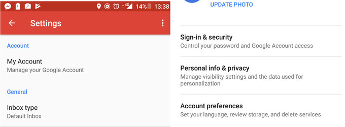 Новото приложение Gmail за Android дава възможност за смяна на паролата