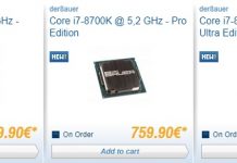 Магазинът Caseking предлага процесори Intel Coffee Lake-S със сребърна капачка