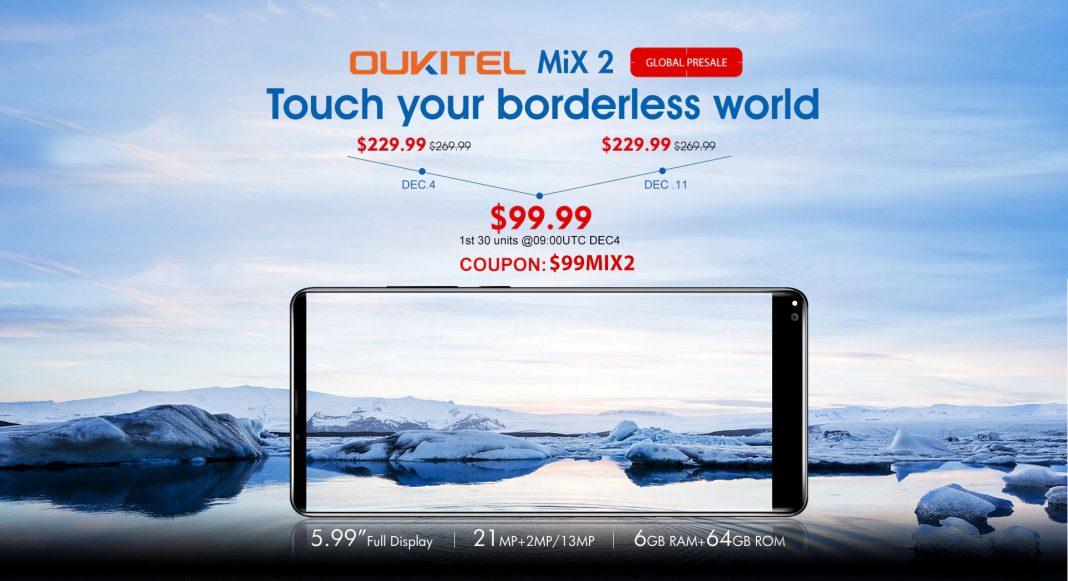 OUKITEL MIX 2 с 18:9 безрамков дисплей и 6 GB RAM временно струва $99,99
