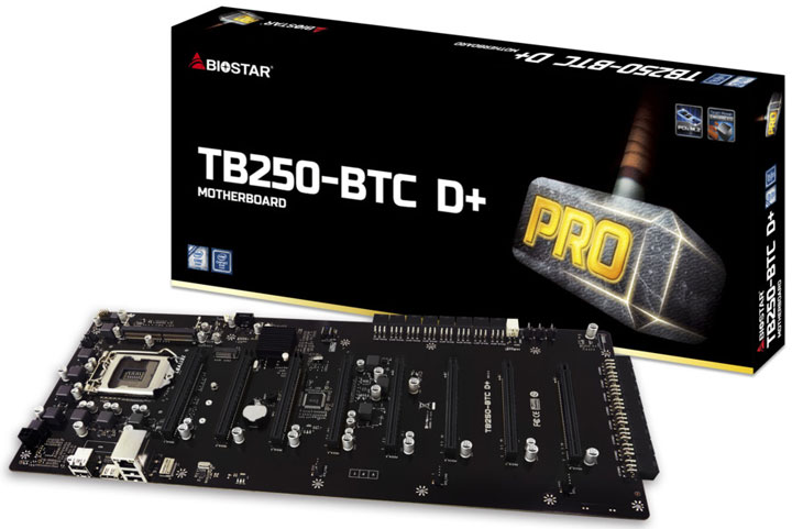 Biostar пусна дънната платка TB250-BTC D+ с осем слота PCI-E x16