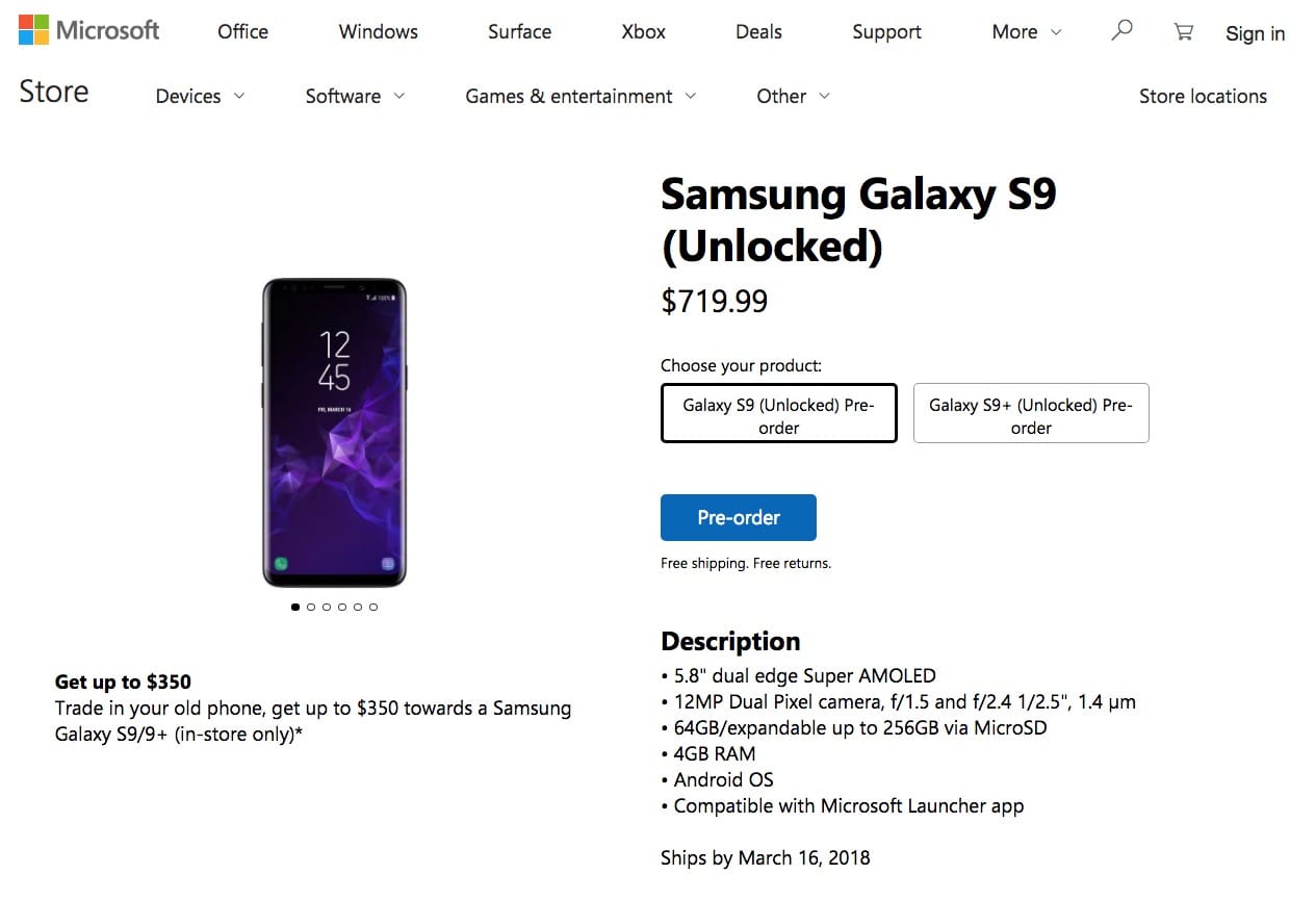 Започнаха продажбите на Samsung Galaxy S9/S9+ „Microsoft Edition“