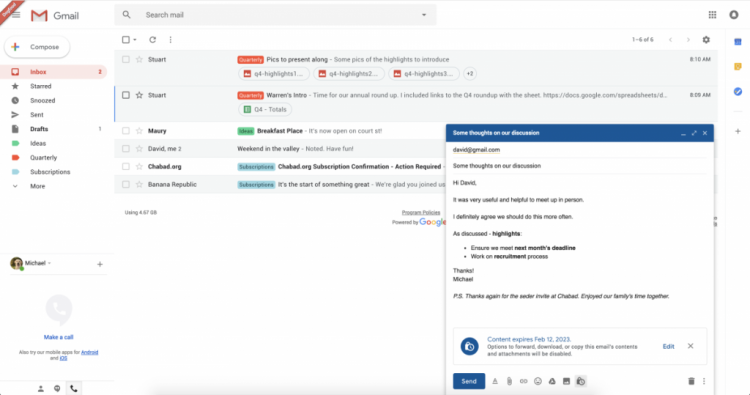 В Gmail се появиха „секретни“ съобщения