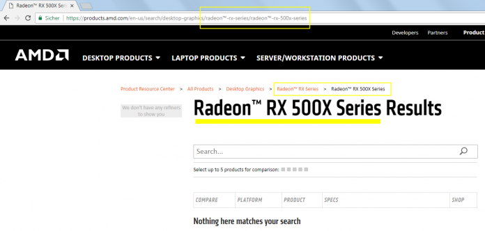 В сайта на AMD се появи информация за видеокартите Radeon RX 500X