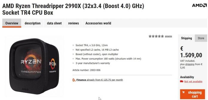 ryzen-threadripper-2990x-price-1 Германски магазин показа цената на процесора AMD Ryzen Threadripper 2990X