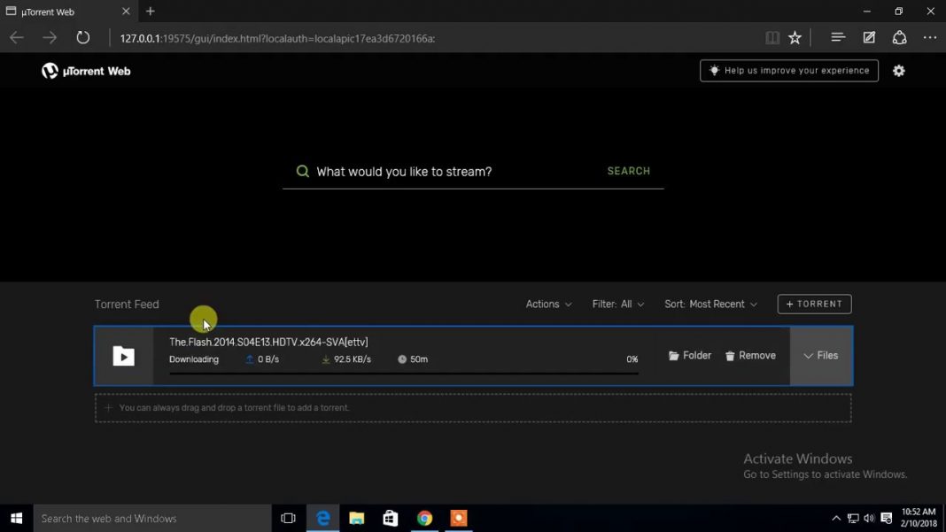 anons BitTorrent стартира uTorrent Web, за да сваляте и пускате файлове в браузъра