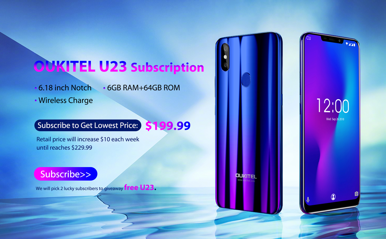 Предварителни поръчки на смартфона OUKITEL U23 с 6,18-инчов дисплей с прорез и безжично зареждане