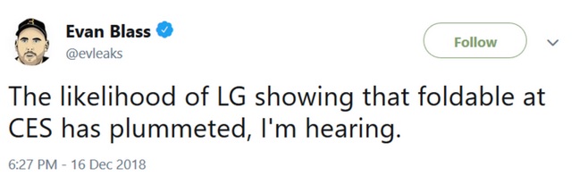 LG най-вероятно няма да покаже гъвкав смартфон на CES 2019