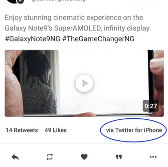 Samsung рекламира дисплея на Galaxy Note 9 в Twitter с… iPhone