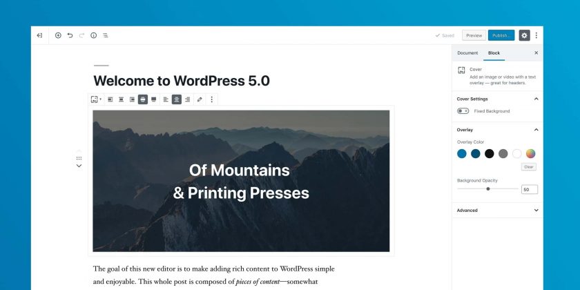 Кардинални промени във WordPress 5.0, включително нов уеб редактор