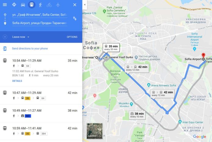 Маршрутите на транспорта в София вече са в Google Maps