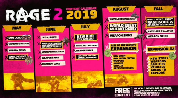 rage2_dlc_calendar Стана ясно съдържанието, което ще излезе за Rage 2 в следващите месеци