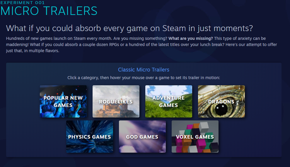 Запознайте се със Steam Labs и „Интерактивните препоръки“