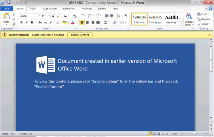 Document-with-enable-content-bar-2 Заплахата на 2019: Emotet