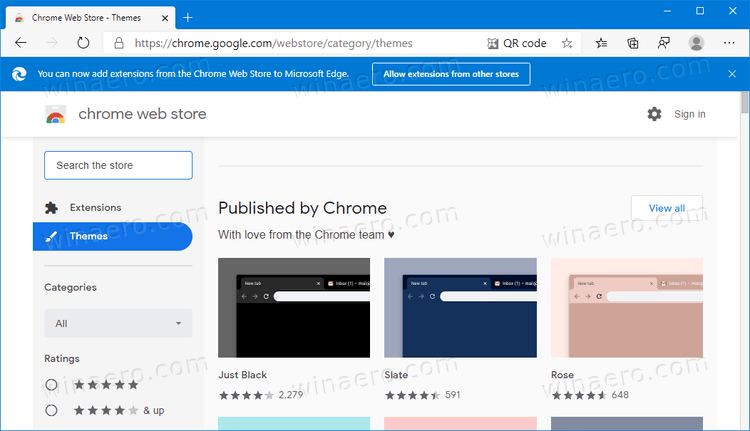 Новият Microsoft Edge вече поддържа и темите на Google Chrome